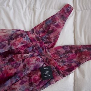 Lulu's Magenta Floral Print Organza Maxi Dress